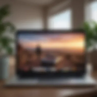 A person enjoying a streaming service on a laptop with a welcoming ambiance.