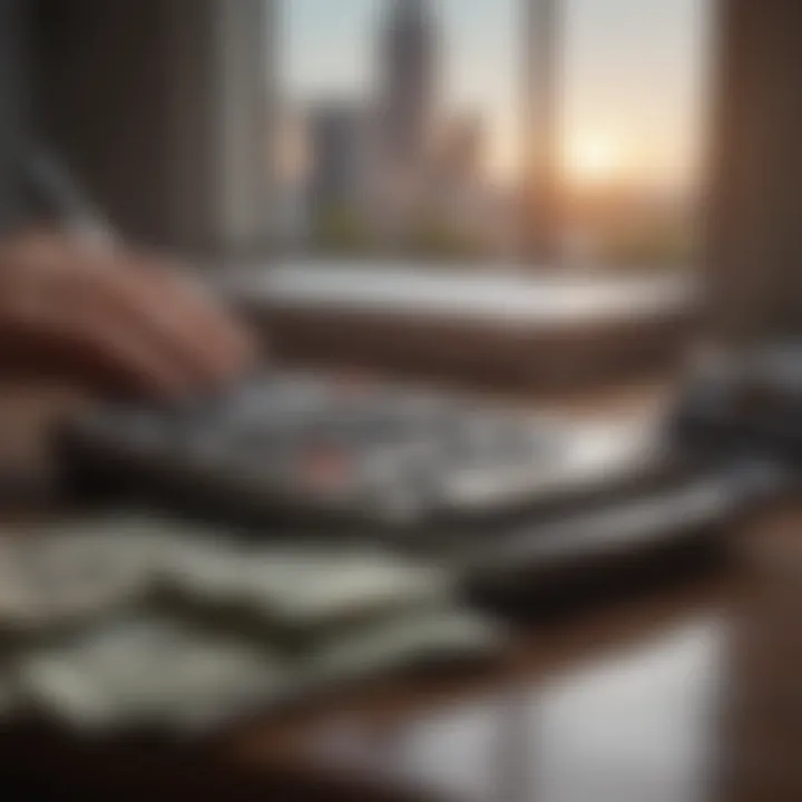 A person reflecting on financial goals with a calculator