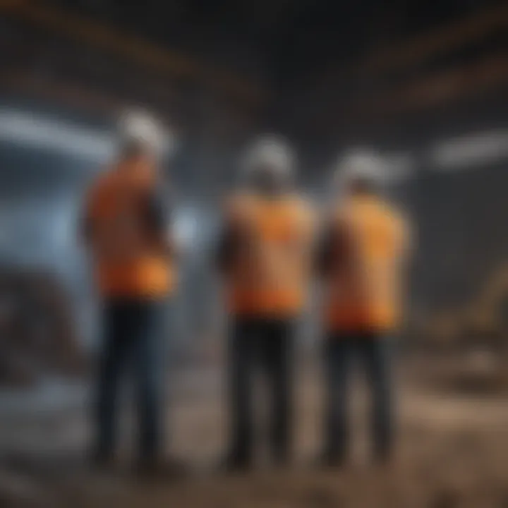 Construction team collaborating on-site