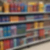 Various coolers displayed on a retail shelf showcasing different designs and sizes.