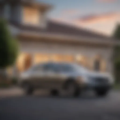 A sleek sedan parked beside a suburban home, symbolizing affordable car ownership.