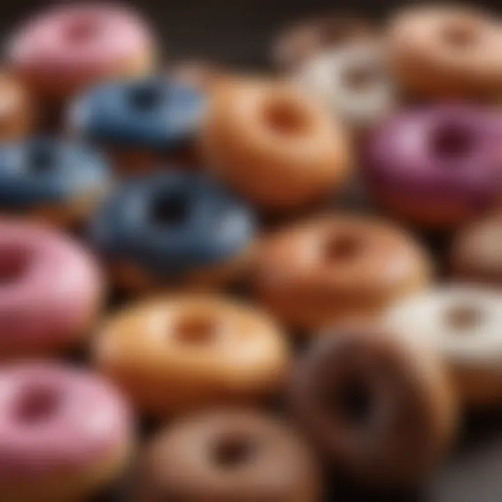 An assortment of Dunkin donuts featuring the Blueberry Donut prominently.