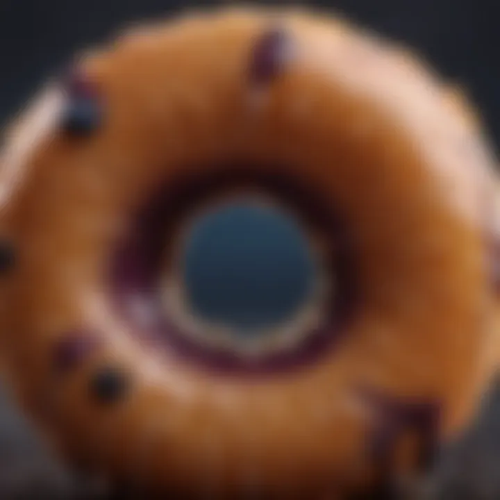 A close-up of a Dunkin Blueberry Donut showcasing its vibrant color and texture.