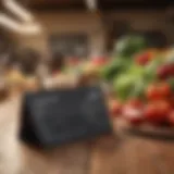 A well-organized grocery list on a wooden table with fresh produce nearby.