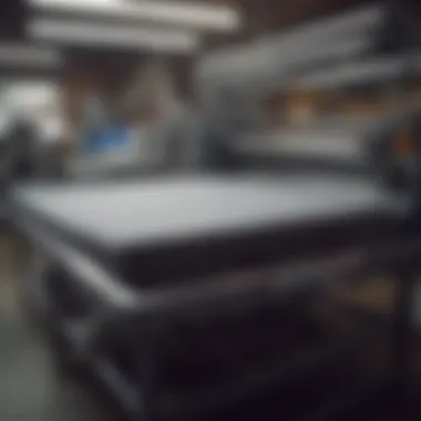 T-Shirt Printing Machinery A workspace equipped with t-shirt printing machinery