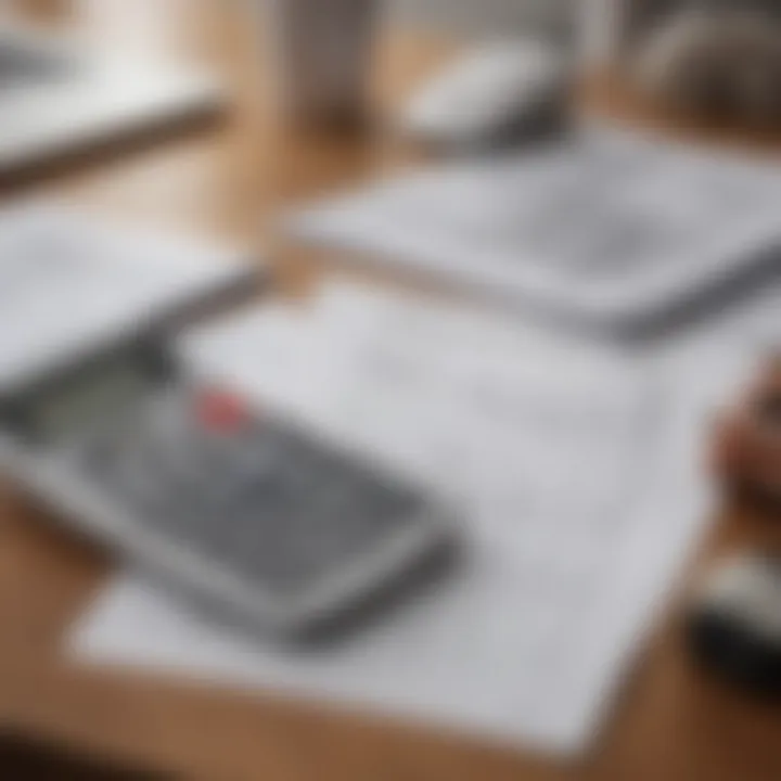 A close-up of a calculator and home equity chart on a desk