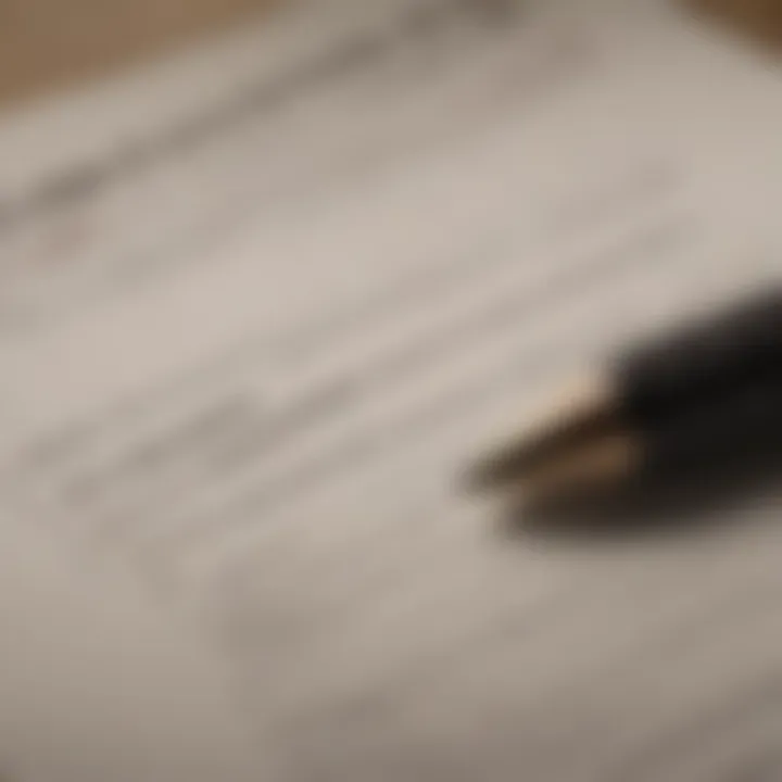 A close-up of legal paperwork and a pen ready for signing