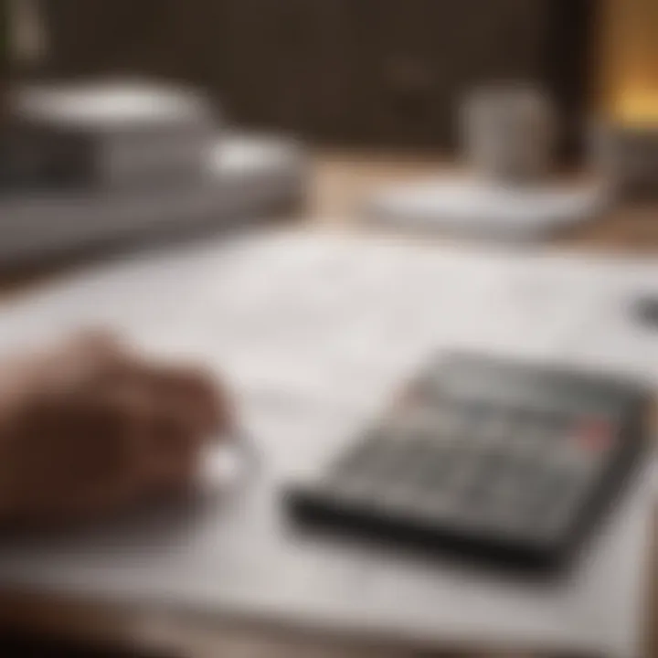 Homeowner planning renovations with financial documents and a calculator