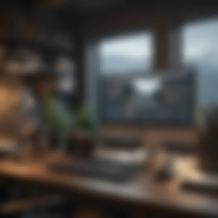 A dynamic workspace showcasing editing software and a creative setup.