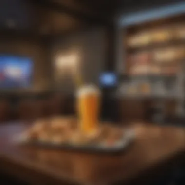 Exclusive Refreshments Available Cardholder enjoying complimentary snacks and beverages in a lounge