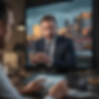 A businessman analyzing market trends on a digital device