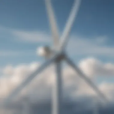 A modern wind turbine generating green energy against a clear sky.