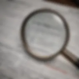 Magnifying glass over financial documents