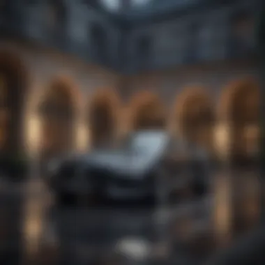 Showcase of a Luxury Vehicle Elegant luxury car showcased in a sophisticated setting