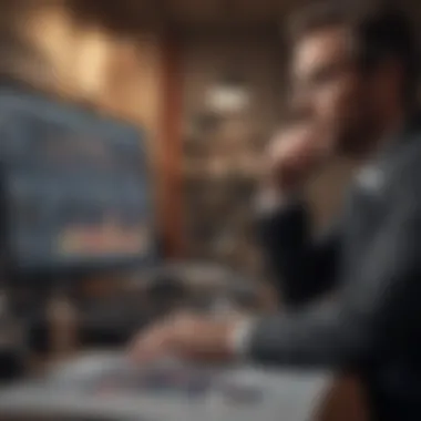 A confident investor analyzing financial charts and graphs