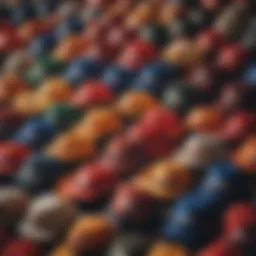 A vibrant display of August caps showcasing seasonal colors and styles.