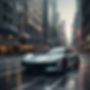 A futuristic auto-driven car navigating through a cityscape