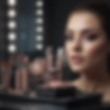 Showcase of Cutting-Edge Makeup Innovations Innovative makeup products displayed in an elegant arrangement