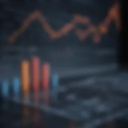 A visualization of market volatility represented through fluctuating graphs and charts.