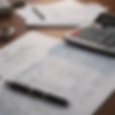 Close-up of mortgage documents and a calculator on a desk