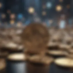 Conceptual representation of metaverse tokens in a digital landscape