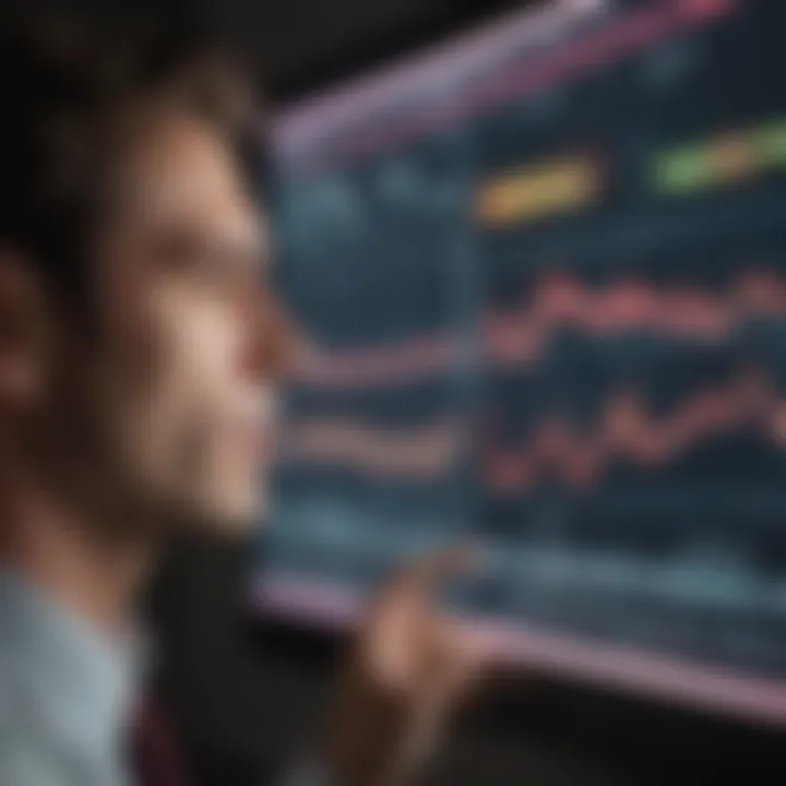 An investor analyzing stock trends on a digital screen