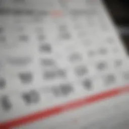 Detailed calendar marking tax deadlines