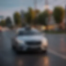 A vehicle representing rideshare services on the road