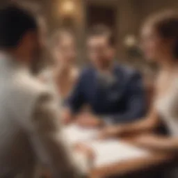 A couple discussing wedding plans with a credit union representative.