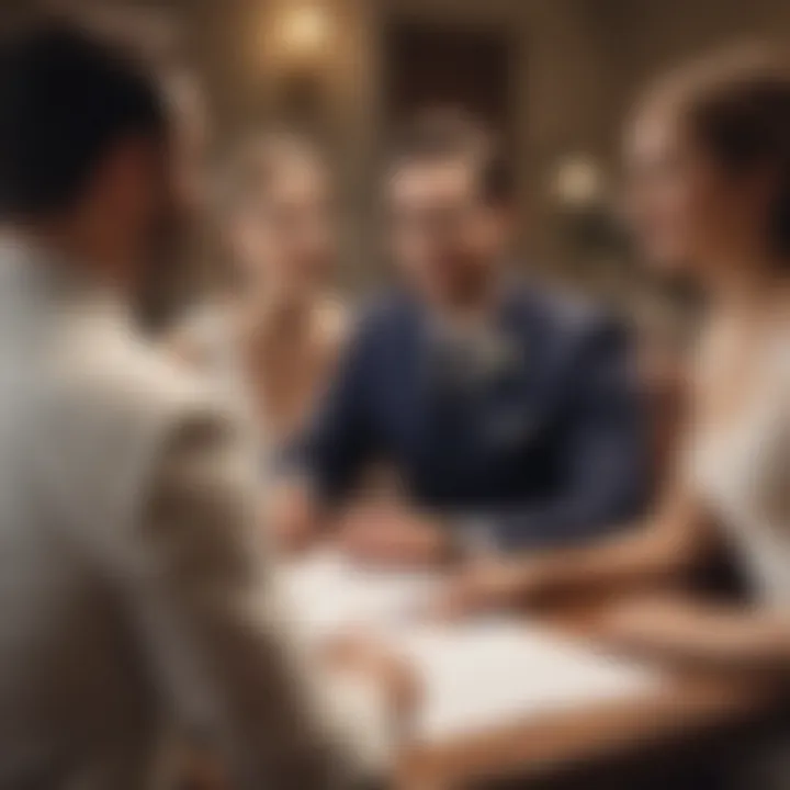 A couple discussing wedding plans with a credit union representative.