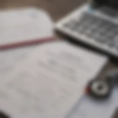 A close-up of wedding loan documents next to a calculator and wedding invitation.